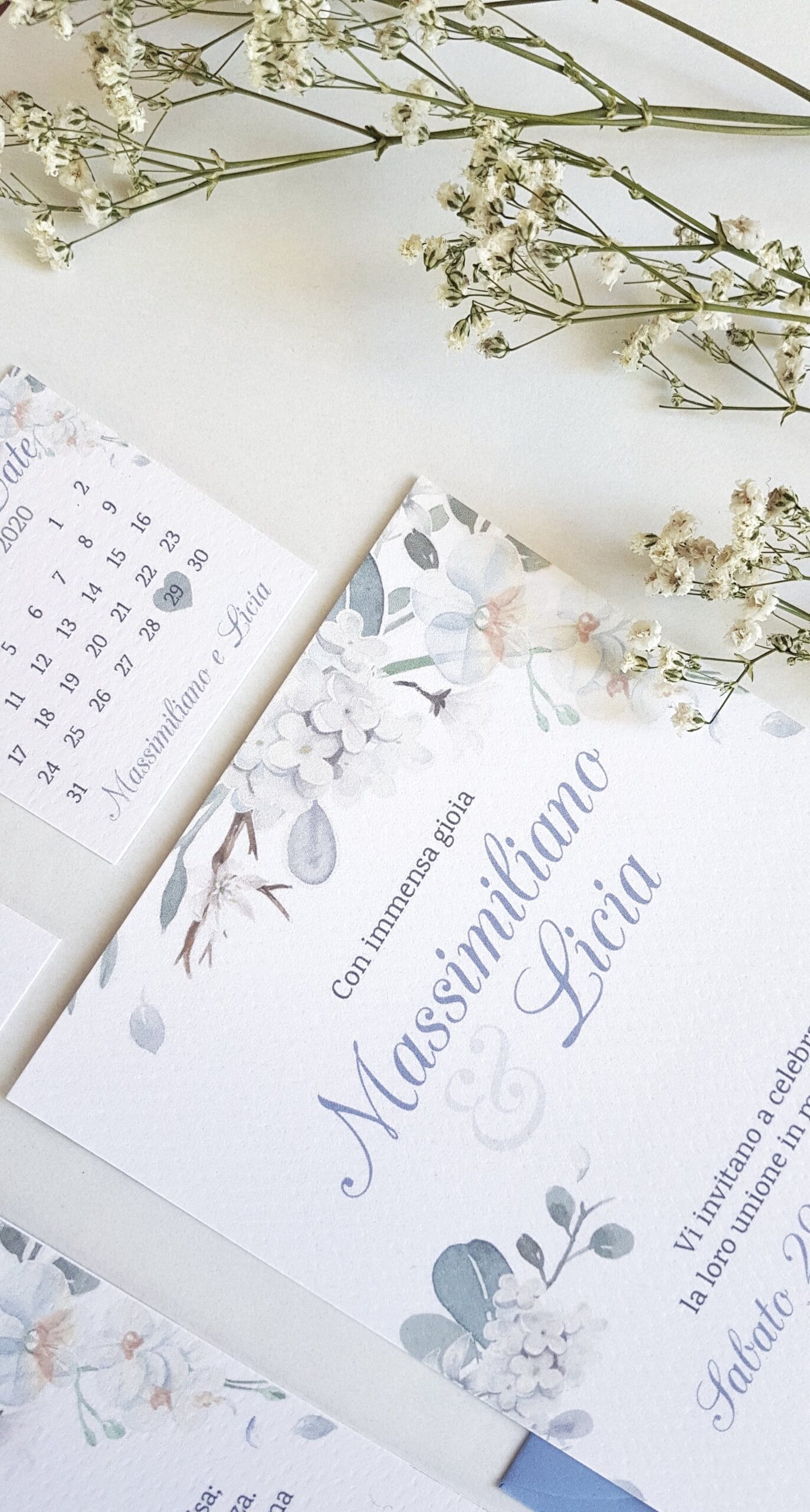 Partecipazione matrimonio romantica carta da zucchero